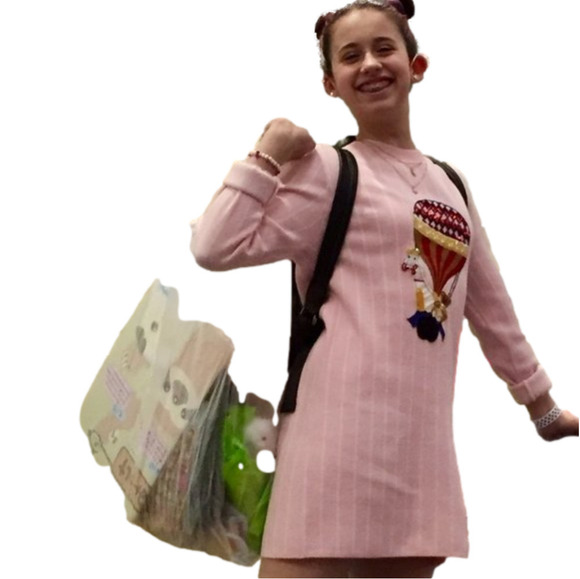 PINK white Stripe  Harajuku style Sweater Dress small - Picture 1 of 3